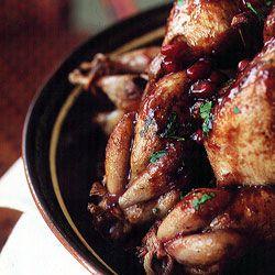 Charcoal-grilled quail with pomegranate molasses