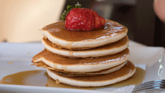 Pancakes with Strawberries & Cardamom Syrup