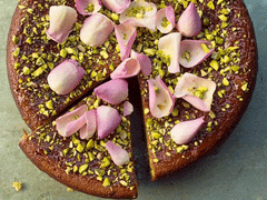 Pear, Pistachio, and Rose Cake