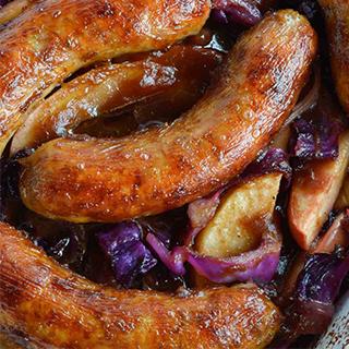 
          
            Sausages with Roasted Cabbage & Apple
          
        