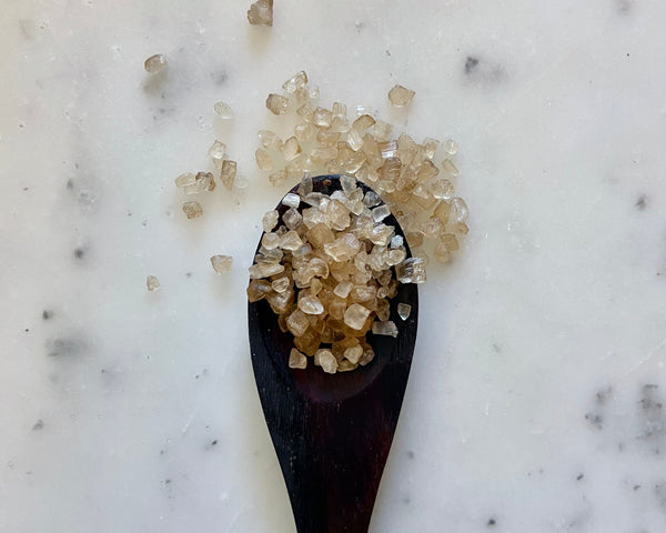 smoked salt on a wooden spoon